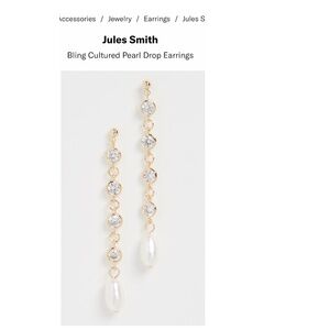 Cultured Freshwater Pearl Drop and Yellow Gold Earrings by Jules Smith NWOT